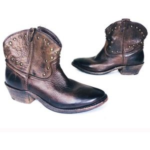 Genuine leather 1.5” heel western bootie vintage